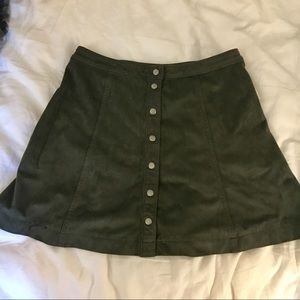 Army Green Faux Suede Mini Skirt